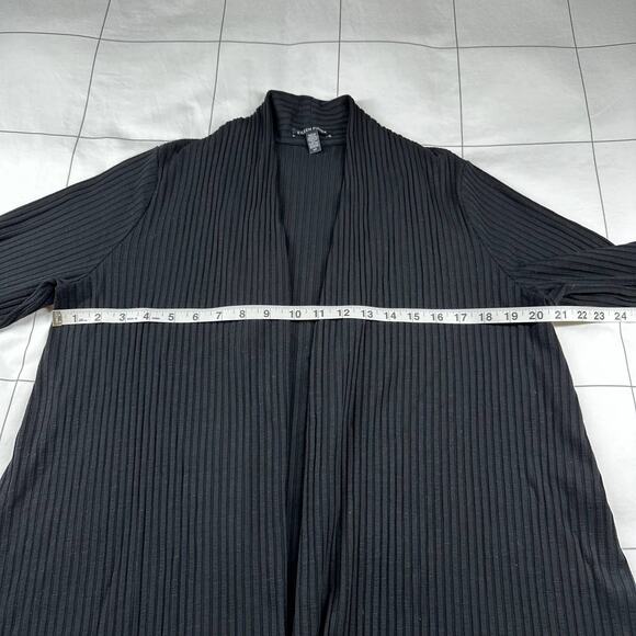 Eileen Fisher Sweater Womens Small Black Ribbed Knit Open Cardigan Long Sleeve - Picture 5 of 6